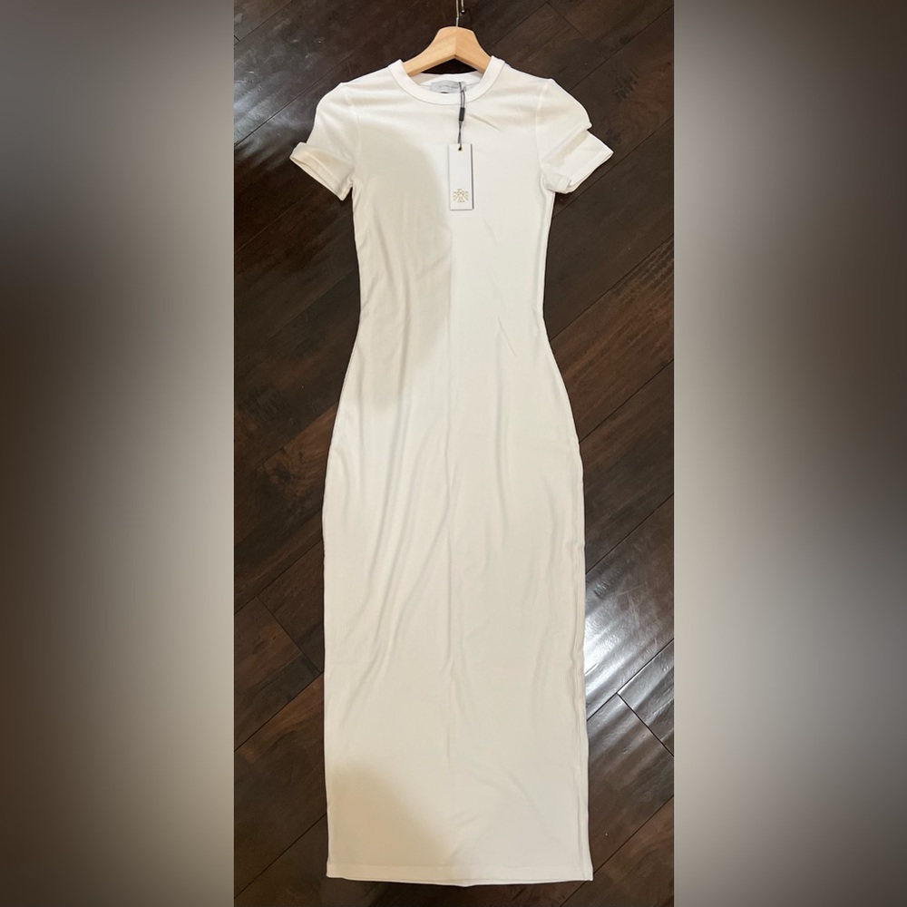 All Things Golden: THE LUXE RIB BABY MIDI DRESS - WHITE